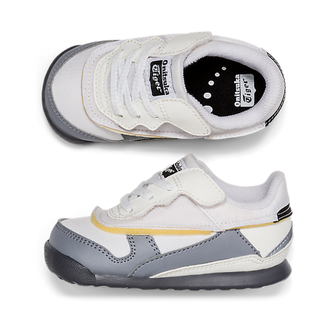 Onitsuka Tiger ADMIX RUNNER KIDS 鬼冢虎 儿童款 小童版 透气运动鞋 米色/灰色 【材质：织物+合成革】