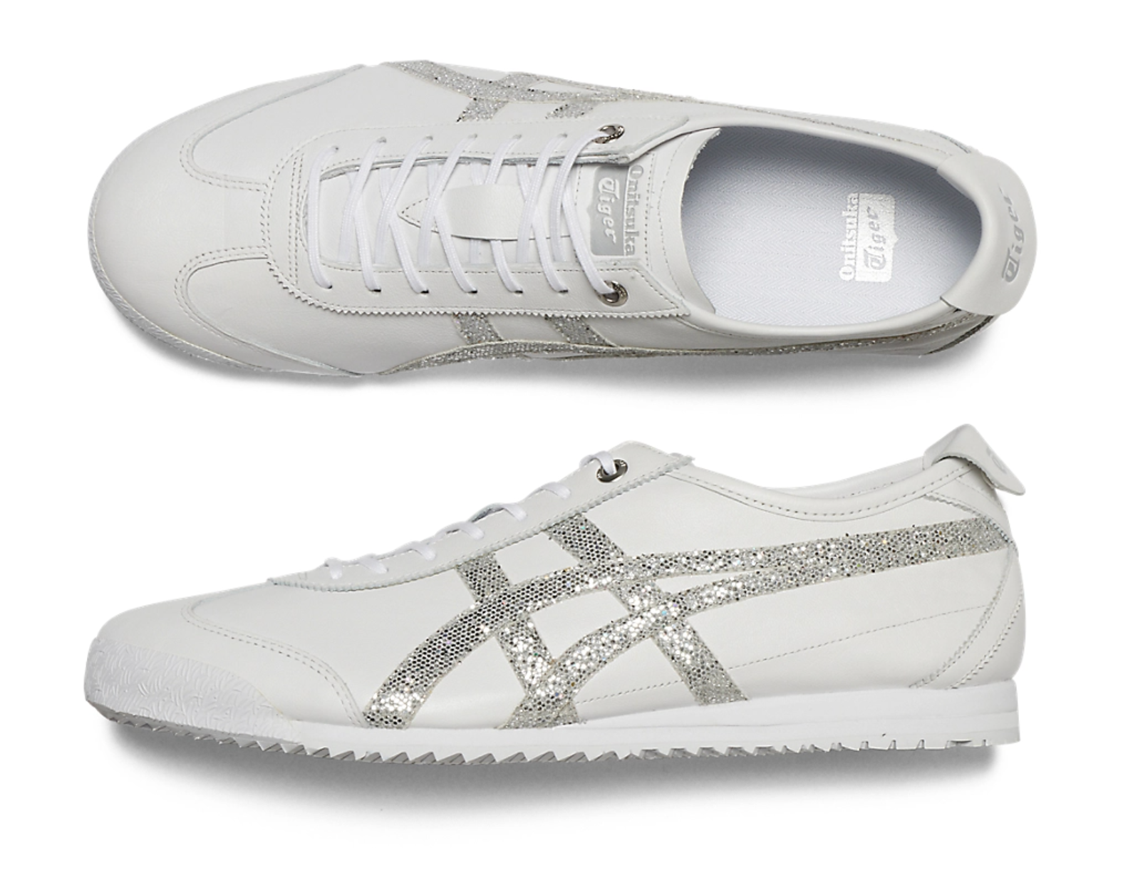 Onitsuka Tiger Mexico 66 White&Sparkling Silver 鬼冢虎 墨西哥66德训鞋 白色&银色闪片