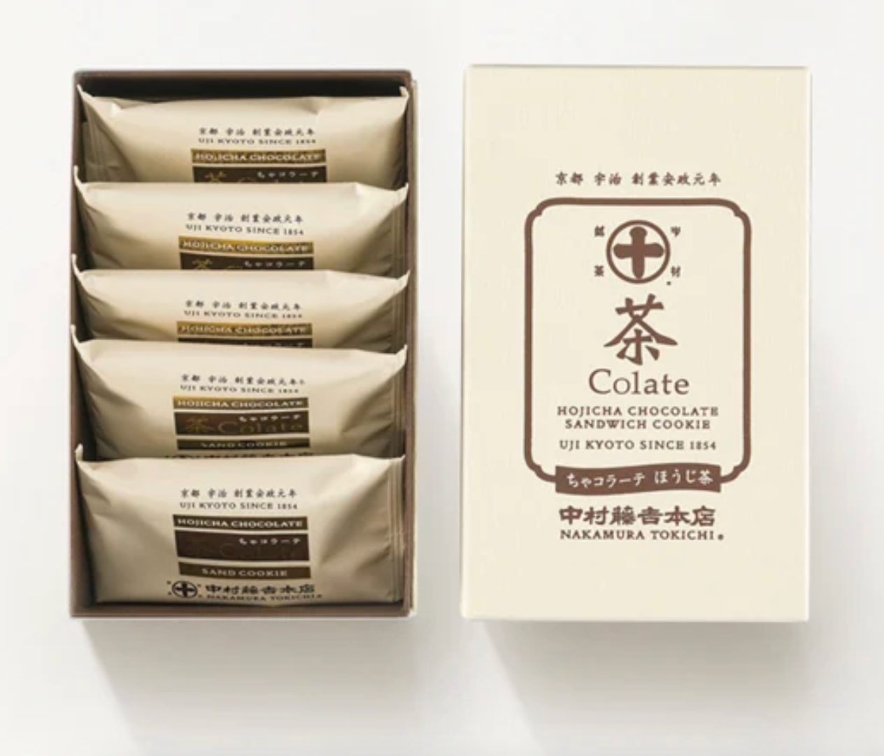 Nakamura Tokichi Hojicha Chocolate Sandwich Cookies 中村藤吉焙茶巧克力饼  5 pieces （EXP：08/14/2026）