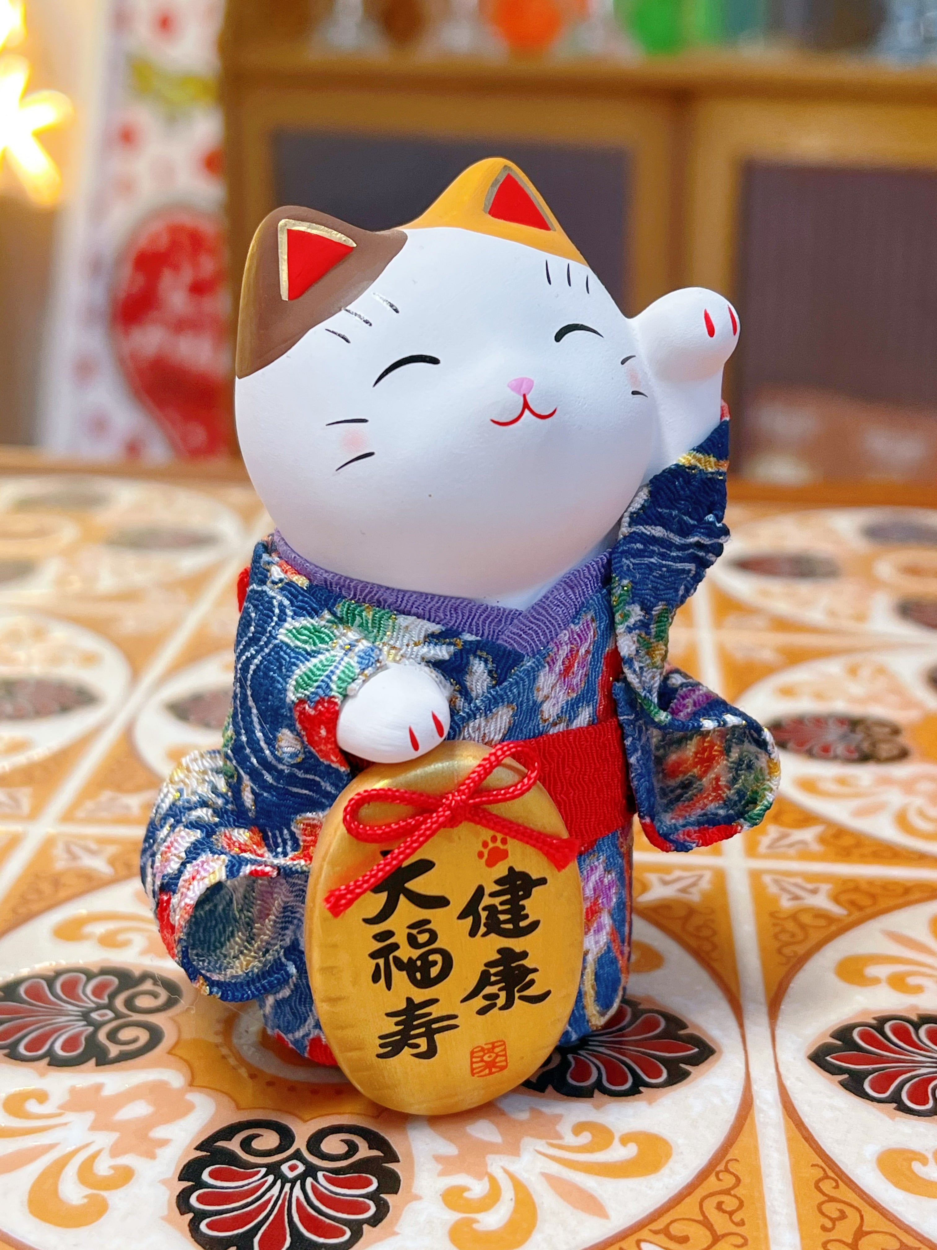 日本 薬師窯 江户錦彩ちりめん招财猫 三款可选