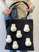 日本 联名 米菲 miffy 毛绒帆布单肩包 黑/白 两色入