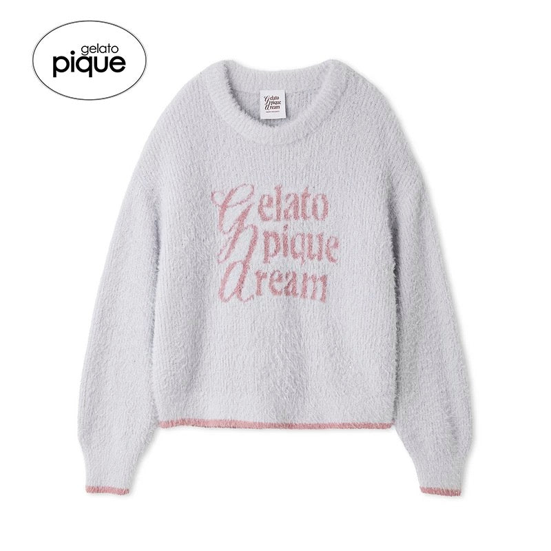 gelato pique 25年秋冬新品 羽毛纱字母撞色 家居服套装 蓝灰色