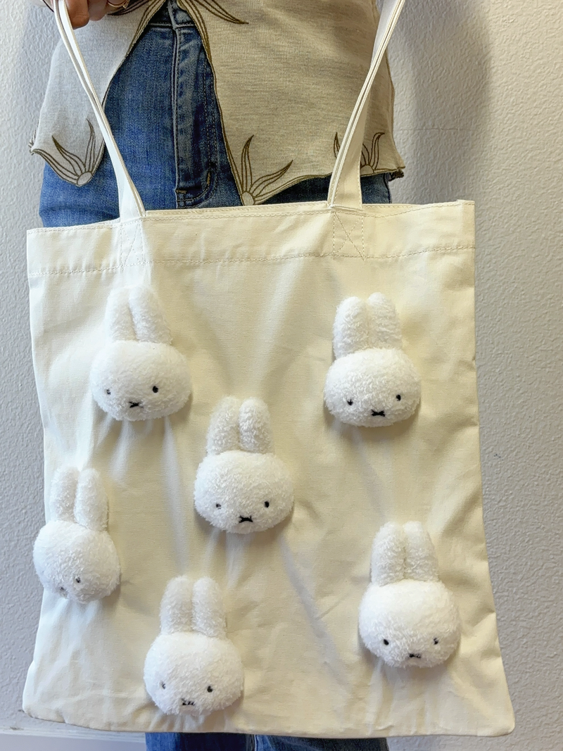 日本 联名 米菲 miffy 毛绒帆布单肩包 黑/白 两色入