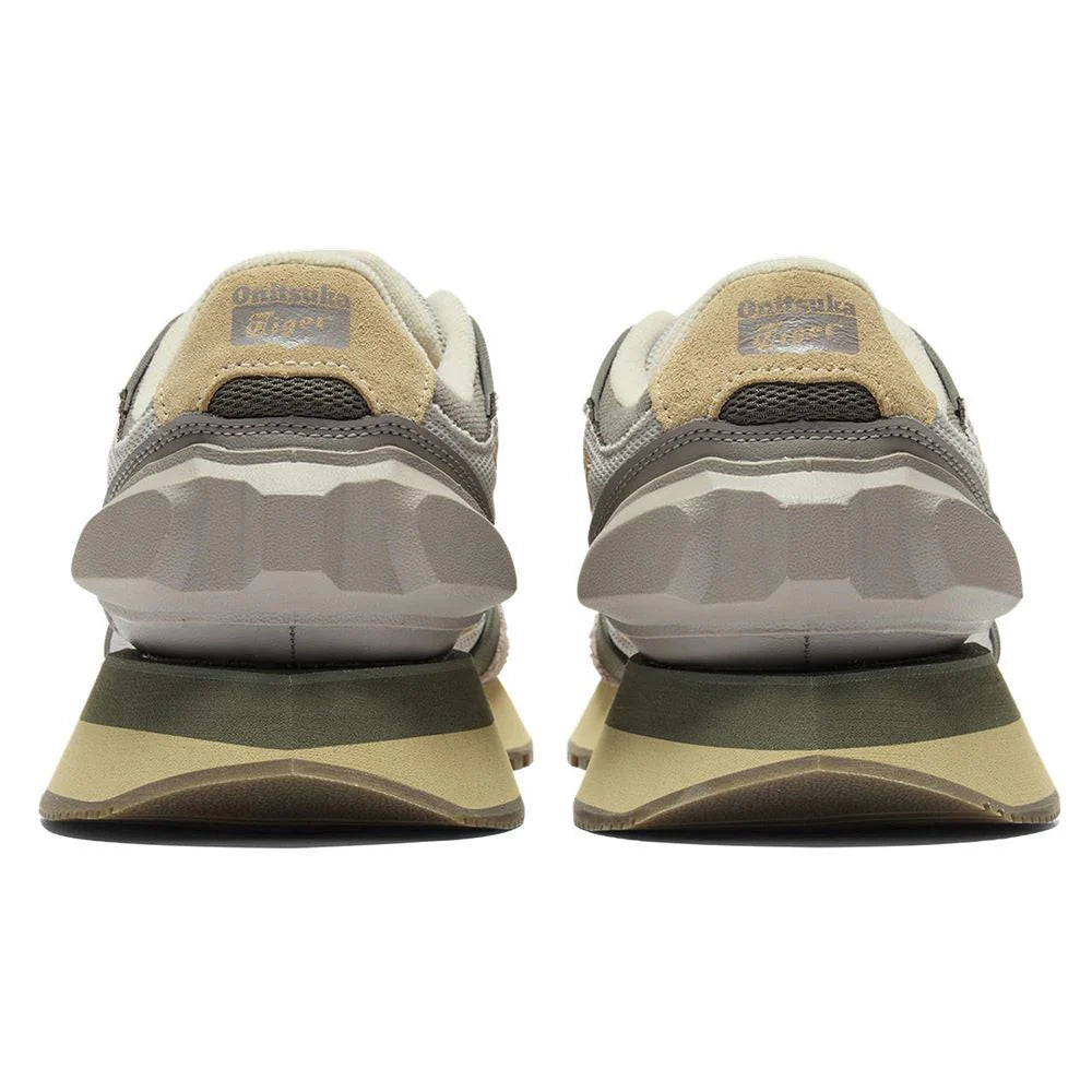 Onitsuka Tiger鬼冢虎 MOAGE CO 舒适系带休闲老爹鞋 厚底增高 灰色&橄榄绿【材质：织物+牛剖皮革】