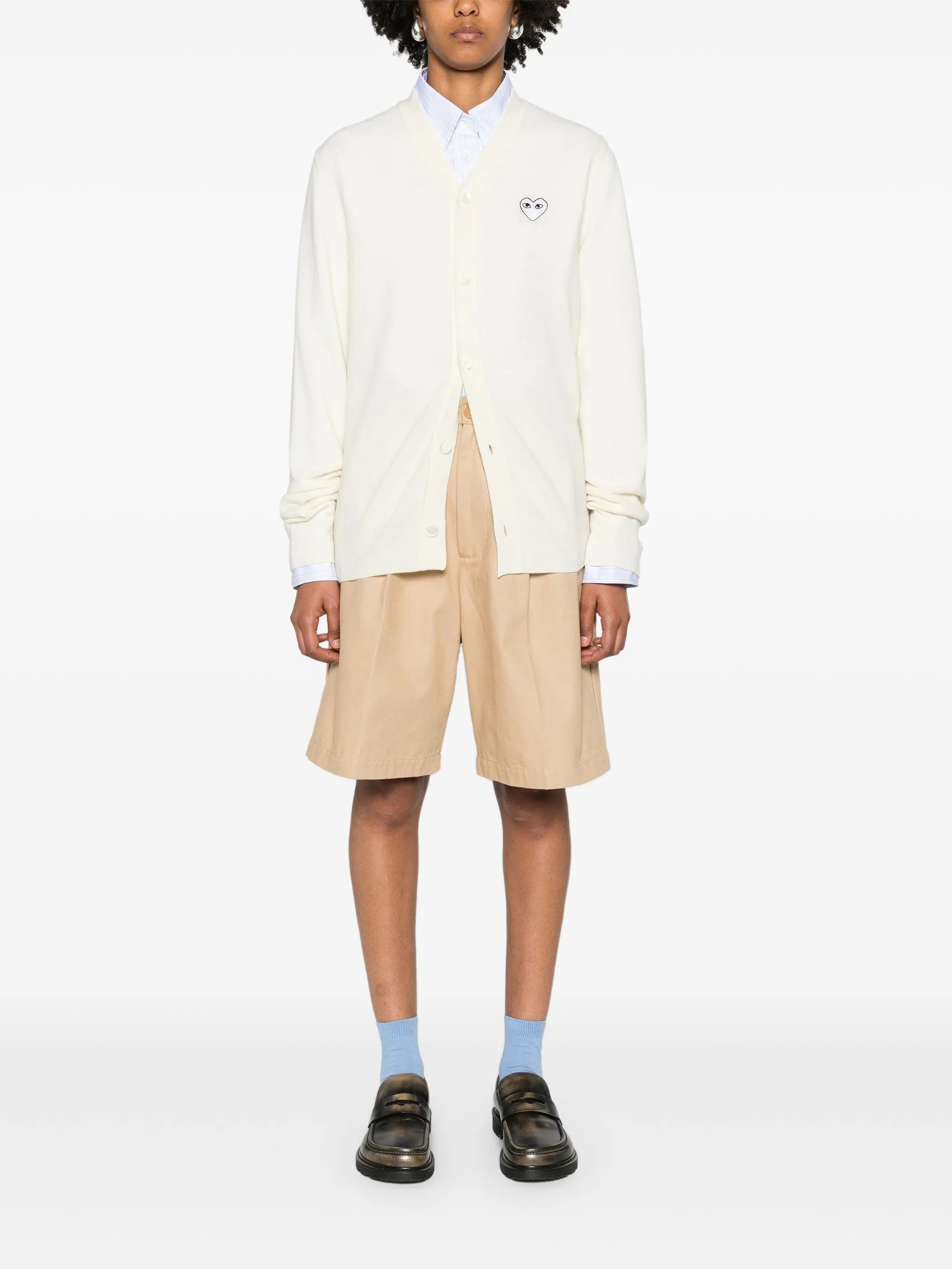 COMME des GARÇONS 川久保玲 羊毛衫/开衫 100%羊毛 V领【白色单白心】