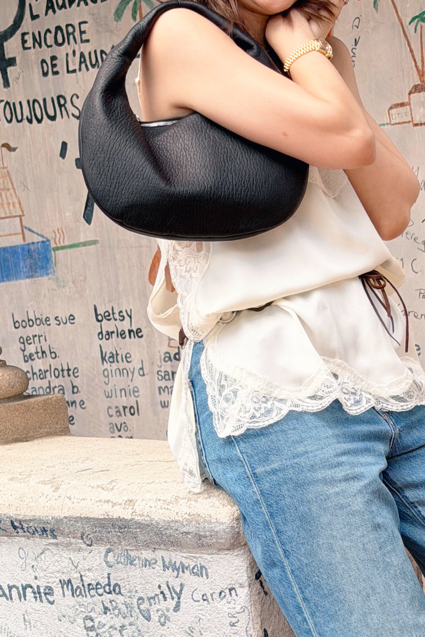 Designer Brand Aeta Deerskin Shoulder Bag 日本 Aeta 日本新晋小众设计师品牌 手拎月牙包 鹿皮 黑色