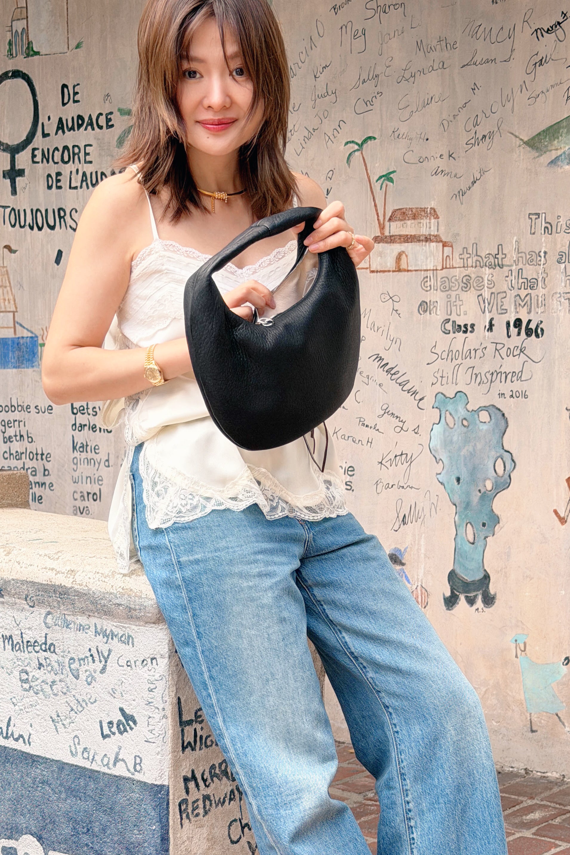 Designer Brand Aeta Deerskin Shoulder Bag 日本 Aeta 日本新晋小众设计师品牌 手拎月牙包 鹿皮 黑色