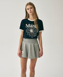 Mardi Mercredi Slim Ringer Tshirt FlowerMardi Navy One Size 韩国 修身纯棉雏菊印花短袖T恤 藏青象牙白 均码