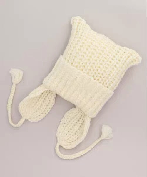 日本 CA4LA25年秋冬  容祖儿同款可爱猫耳朵针织帽 毛线帽