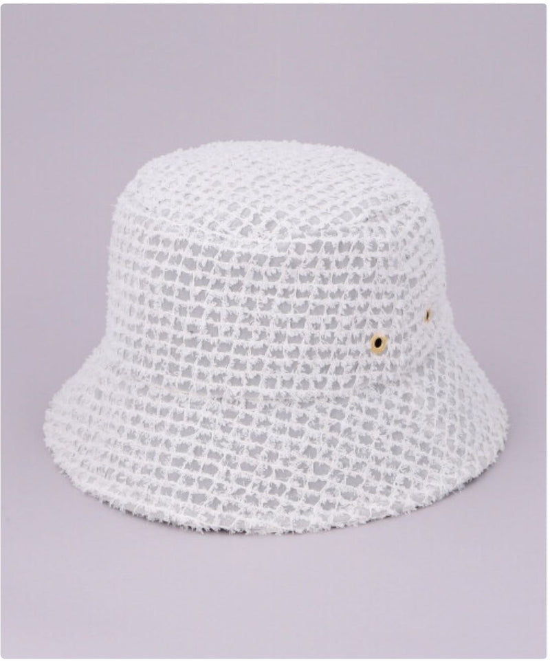 日本CA4LA 蕾丝渔夫帽100%棉日本制one size 白色