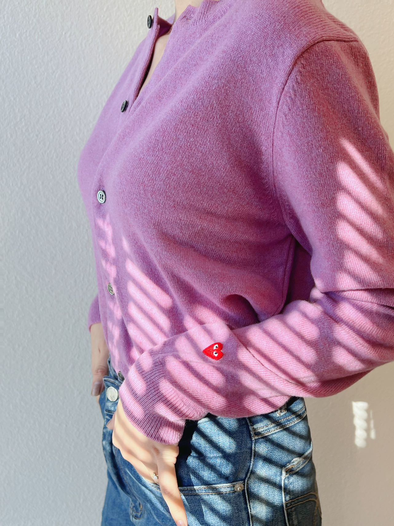COMME des GARÇONS 川久保玲 羊毛衫/开衫 100%羊毛  【新款，浅紫色袖口有小红心】 男款/女款