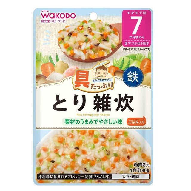 日本和光堂WAKODO 蔬菜鸡肉粥  7个月+  80g（保质期2025年5月）