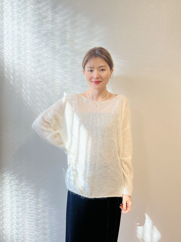 【Riko's collection】白色马海毛针织上衣 多尺码可选