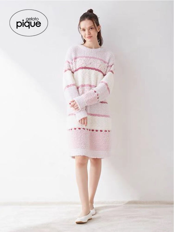 gelato pique 草莓蛋糕条纹连衣裙10周年限定版 混合材质【使用了gelatopique全部种类的材质】