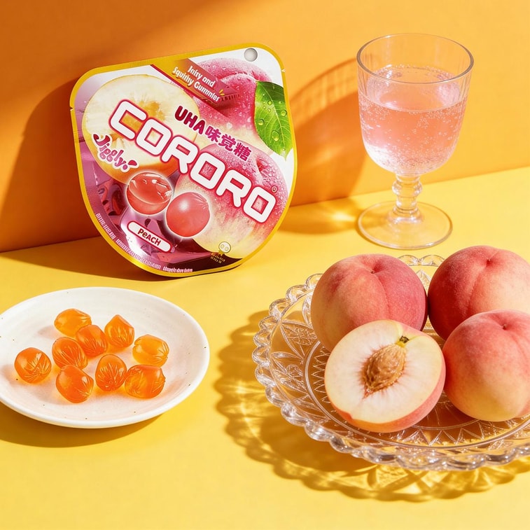 UHA Kororo Fruit Gummy Candy Green White Peach Flavor 悠哈 味觉果汁软糖 白桃味 40g (03/2027)