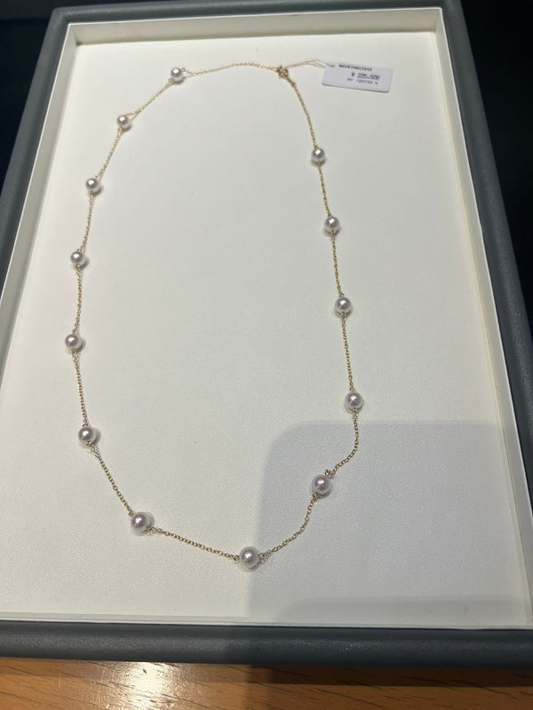 【MIKIMOTO 御木本珍珠】mikimoto满天星项链 珠子13颗 akoya 6～6.25mm 全长约60cm K18 黄金