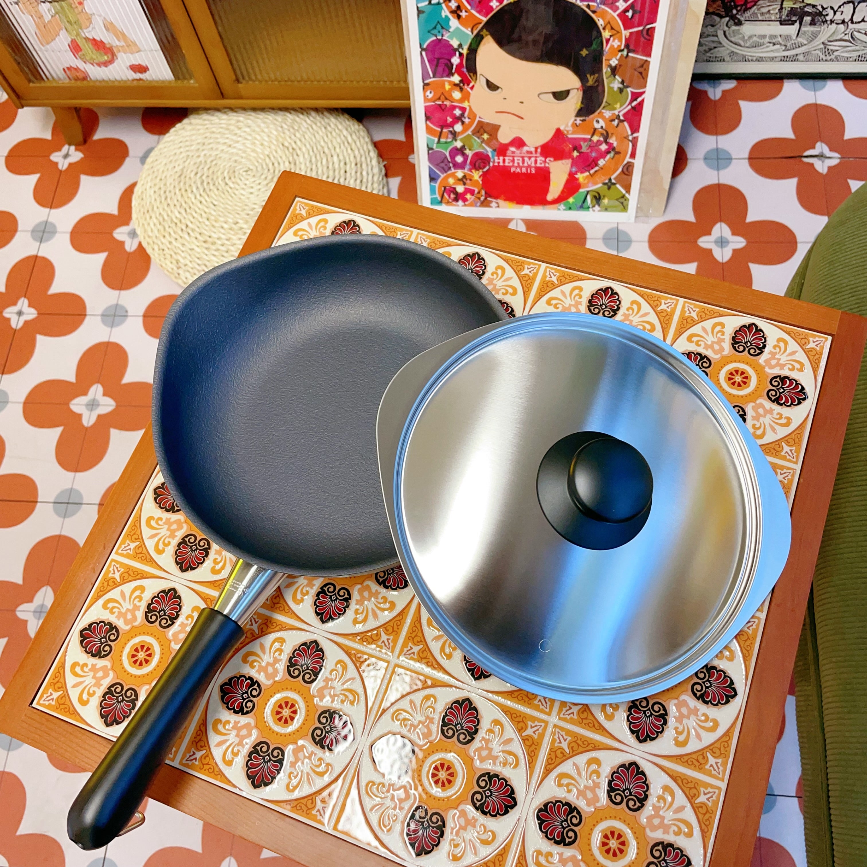 日本 SORI YANAGI 柳宗理 南部铁器铸铁锅 煎锅平底锅 22cm 带锅盖 适合2-3人 净重约740g