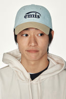 emis Duo Logo Two Tone Ball Cap Pastel Blue 韩国 emis 拼色棒球帽  淡蓝拼卡其 双层刺绣标