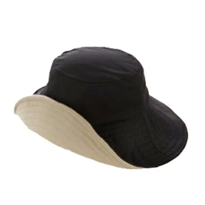 日本 Sun Family 可折叠双面防UV 遮阳帽 防晒帽 帽檐约12cm UPF50+ （黑色X米色）