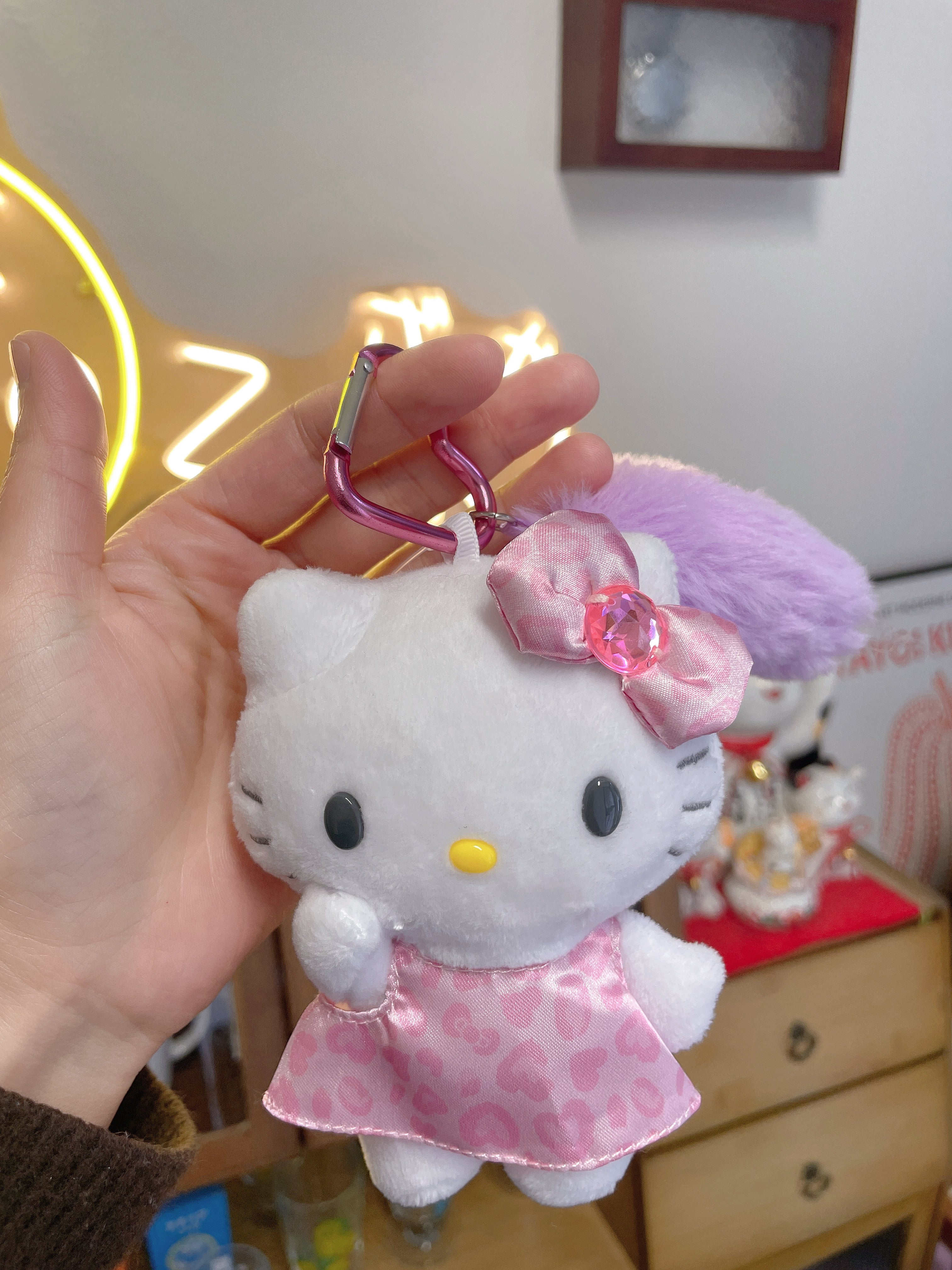 日本 SANRIO 三丽鸥 NIC 粉色豹纹爱心扣 挂件
