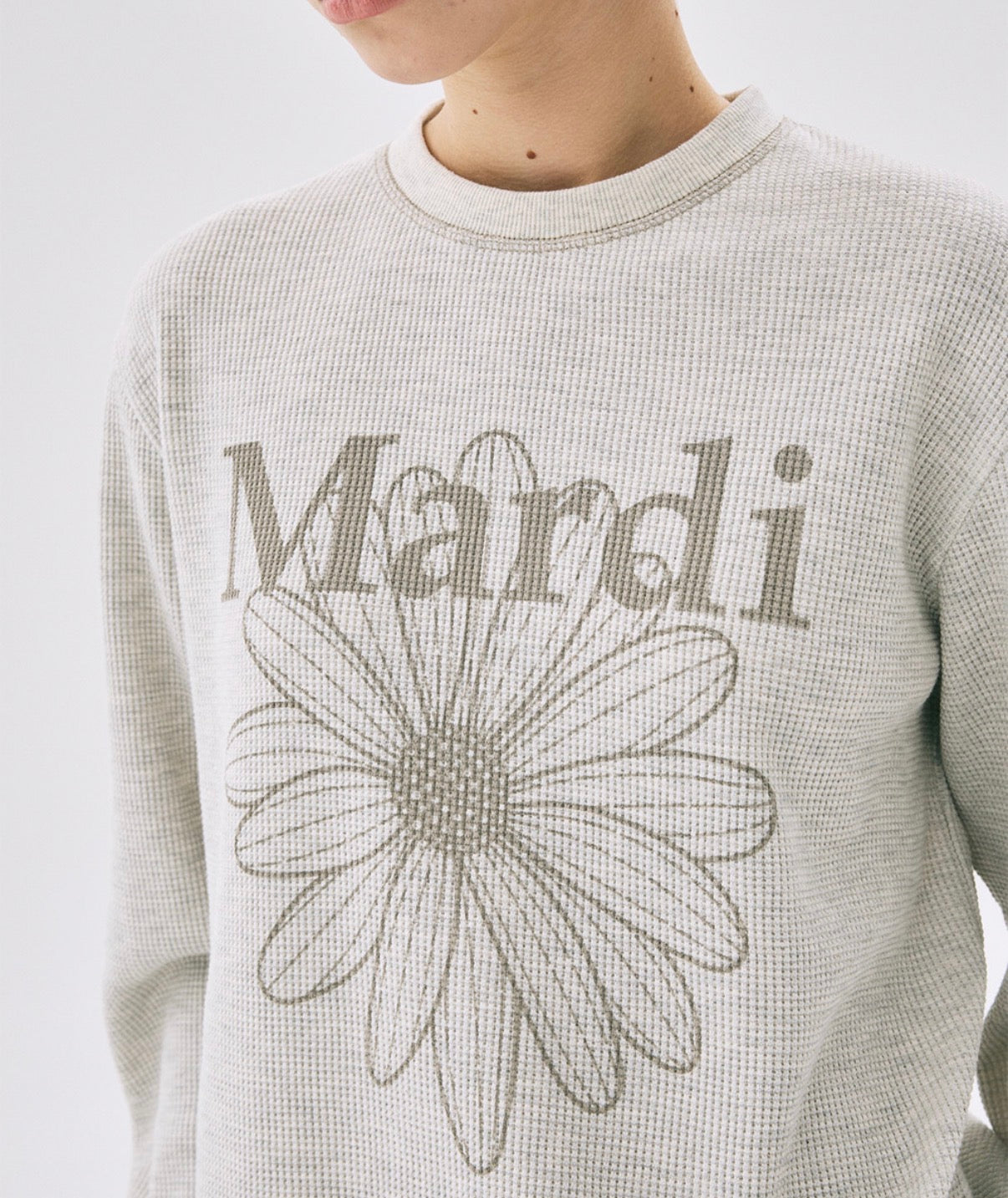 Mardi Mercredi Waffle Sweatshirt FlowerMardi One Size 韩国 华夫格纹雏菊印花卫衣 燕麦色