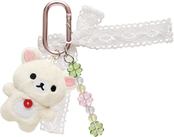 日本三丽鸥 x 轻松熊 四叶草毛绒公仔玩偶 玩偶挂扣 小白熊挂扣