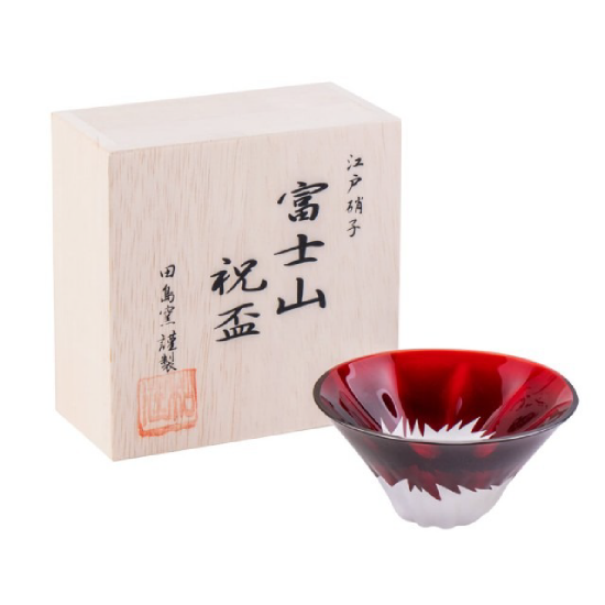 日本 田岛硝子 富士山祝福杯 祝盃木盒装 2色可选