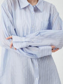 Lily Brown Scrunchie Set Sheer Shirt Blue 日本 LILY BROWN 26夏季新品 条纹衬衫 防晒罩衫 搭配同色大肠发圈 蓝紫色 均码