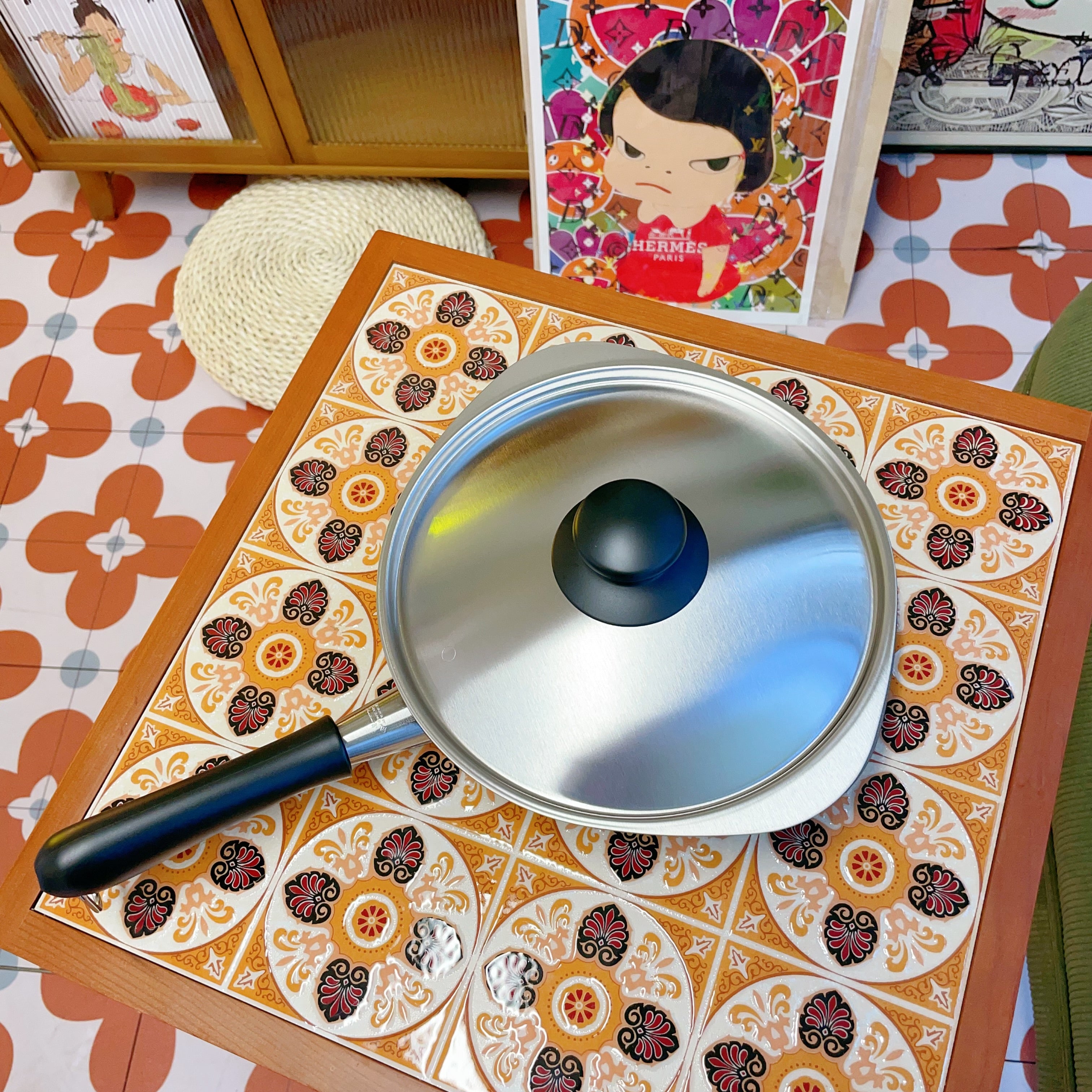 日本 SORI YANAGI 柳宗理 南部铁器铸铁锅 煎锅平底锅 22cm 带锅盖 适合2-3人 净重约740g