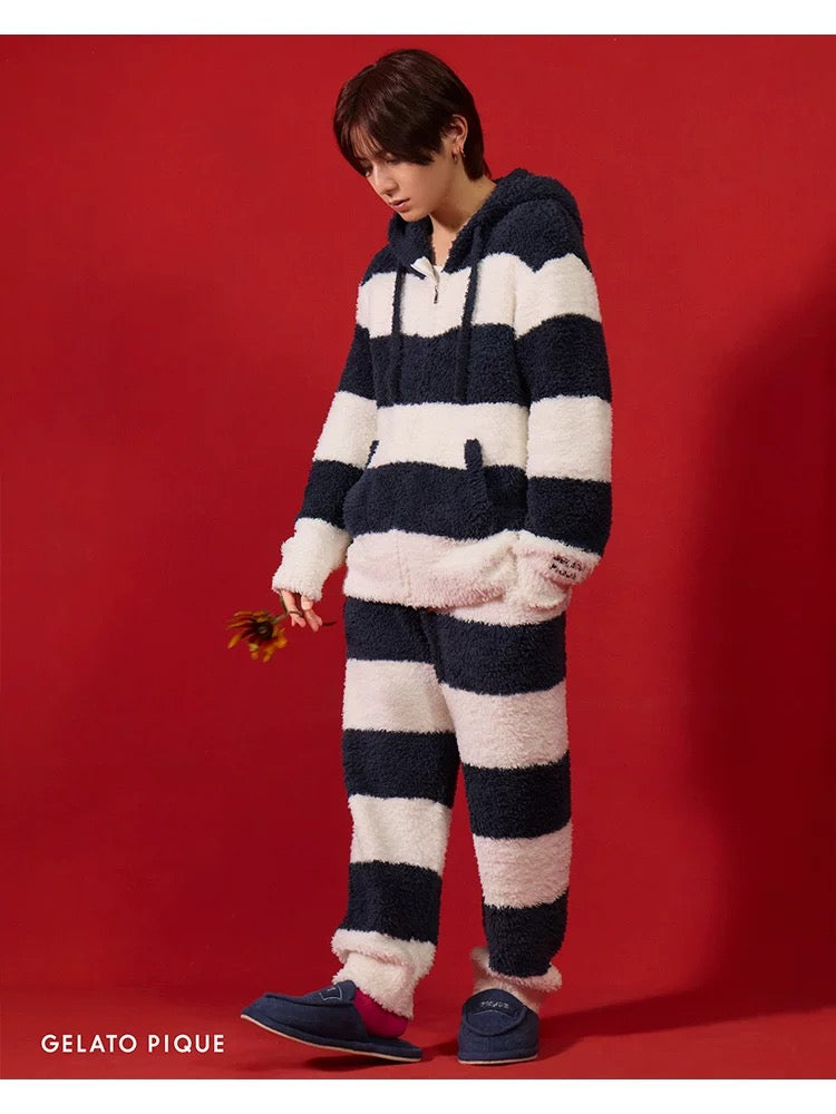 gelato pique 【山田凉介同款】25秋冬新品毛绒套装 男女同款 蓝白条