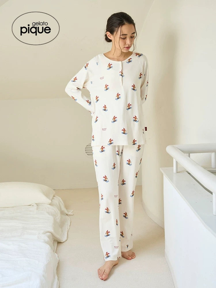 gelato pique 25秋冬新品  滑雪小熊满印长袖套装