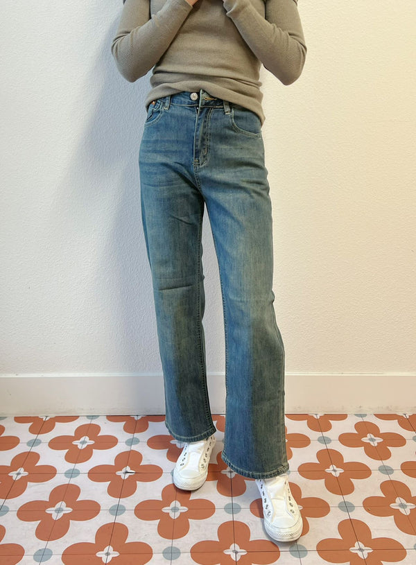 【Riko's collection】深色阔腿牛仔裤 均码 （腰围70cm以内可以穿)
