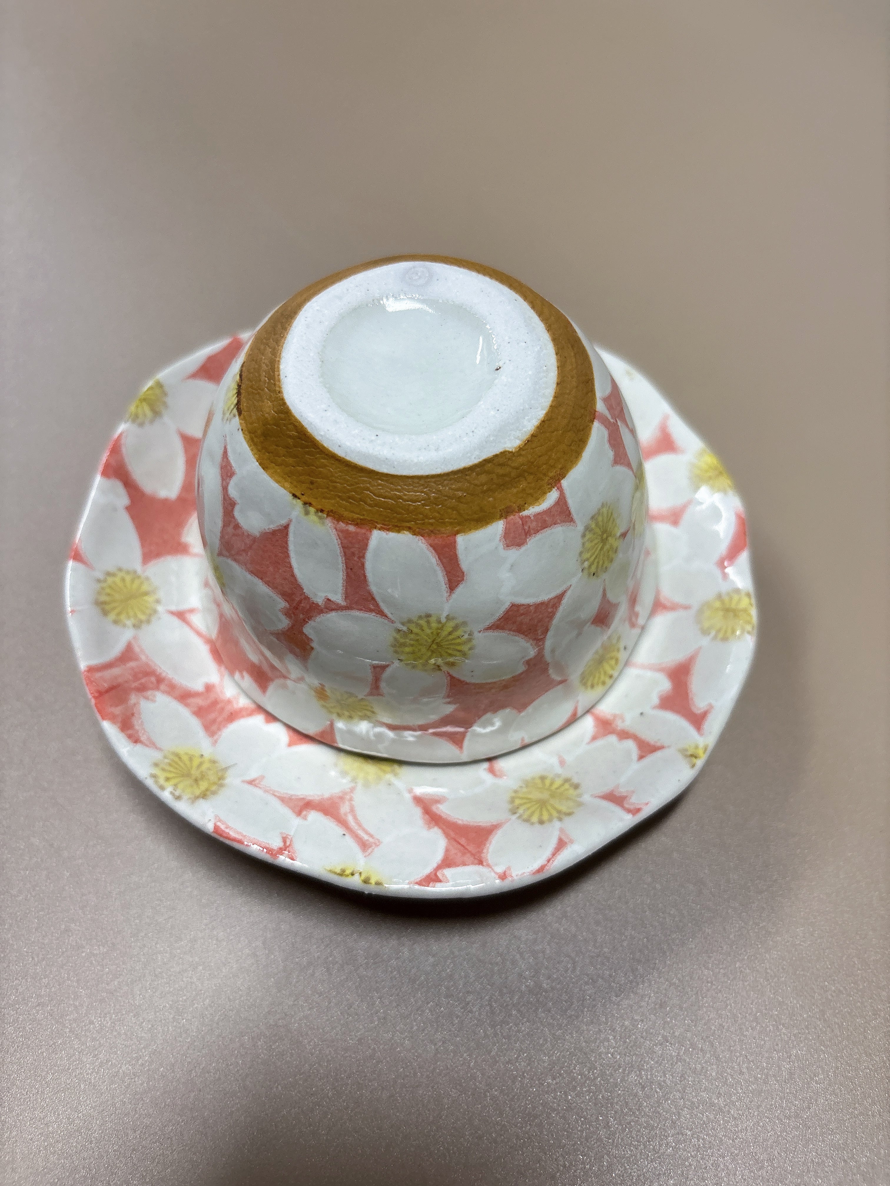 日本 濑户烧繁花手绘 手作釉下彩绘陶瓷花卉 茶杯碟子咖啡杯三件套50238