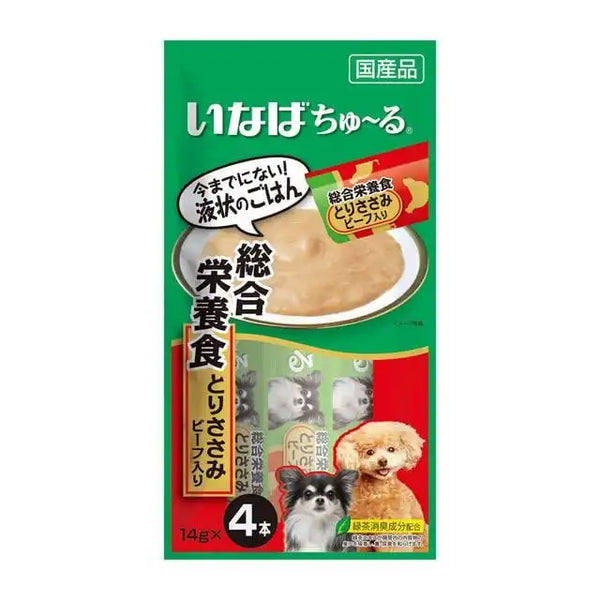 日本INABA CIAO ちゅ～る 宠物狗 综合营养鸡肉&牛肉 流质狗狗零食 14gx4本入