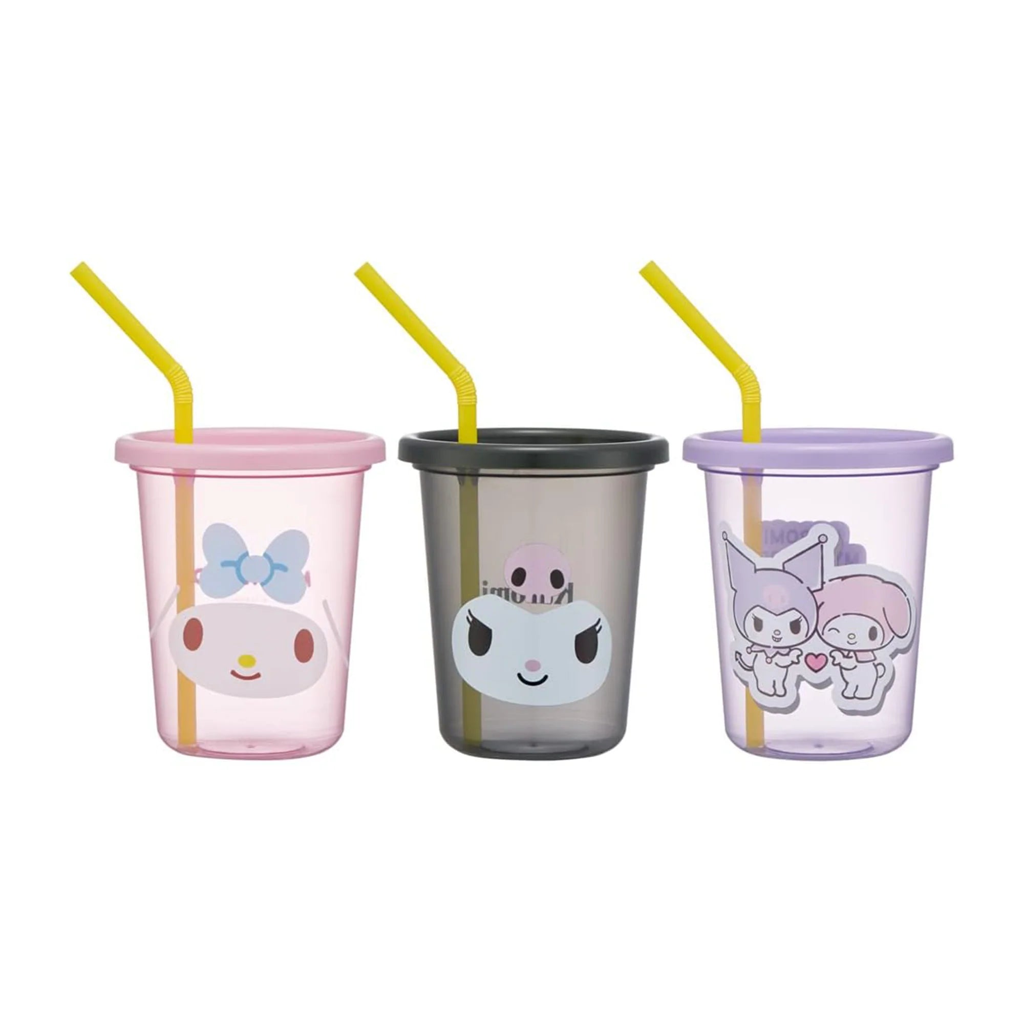日本 skater My Melody & Kuromi  三丽鸥 美乐蒂and库洛米 带盖硬塑料杯 送吸管 一套三个入 320ml*3 日本制