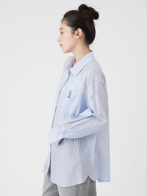 Lily Brown Scrunchie Set Sheer Shirt Blue 日本 LILY BROWN 26夏季新品 条纹衬衫 防晒罩衫 搭配同色大肠发圈 蓝紫色 均码