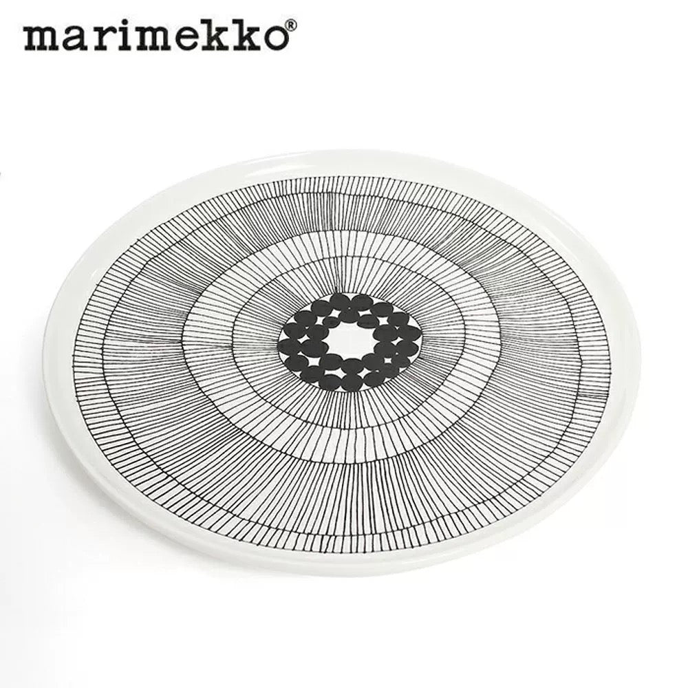 【Fragile，Store Pick Up Only 】Marimekko  Unikko 城市花园黑白圆点线条 陶瓷碟盘平盘25cm