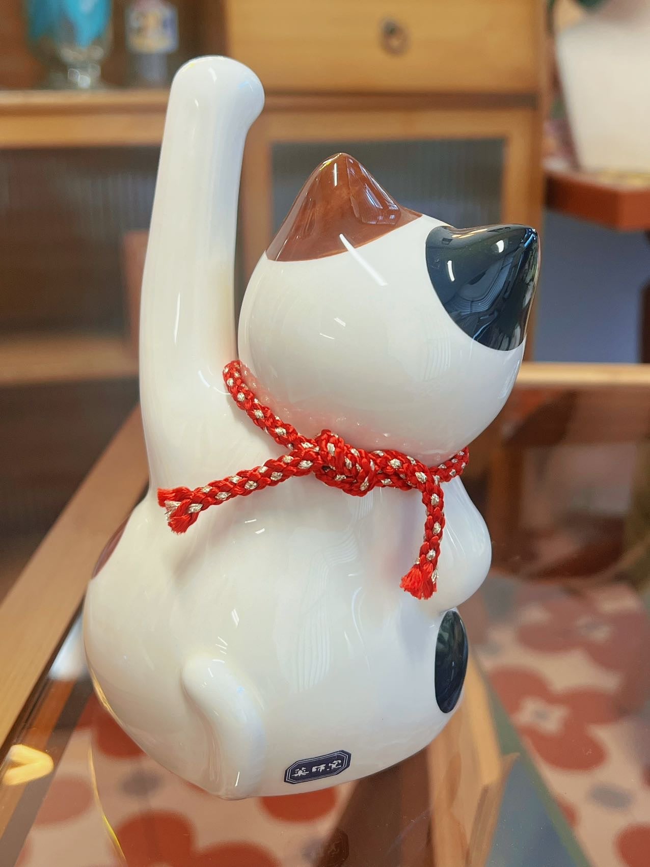 日本 薬師窯 招财猫 彩绘必胜 金运招财猫 大号  H14.5×W12×D12cm