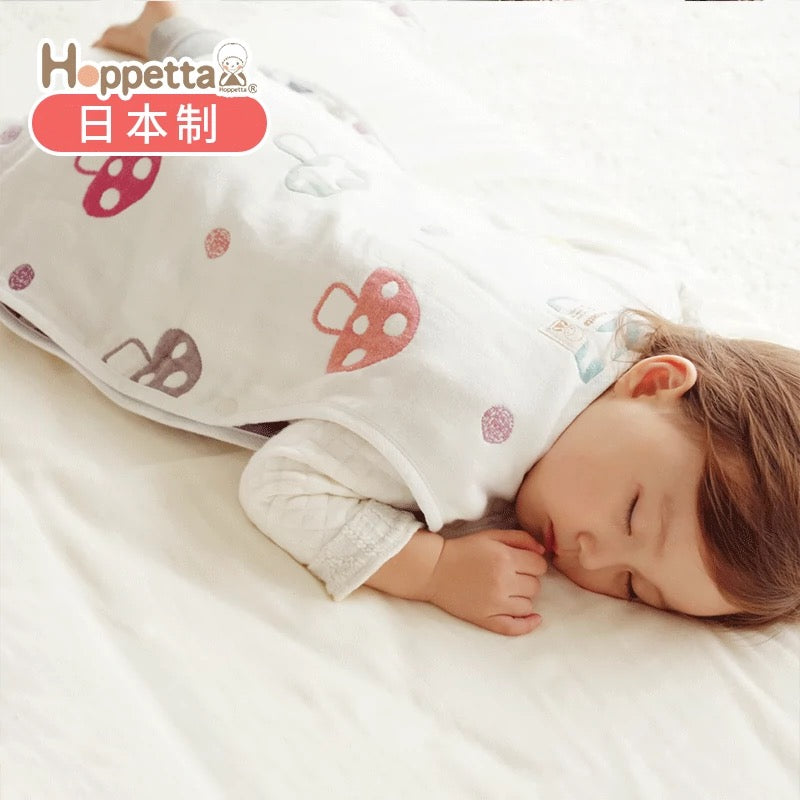 日本Hoppetta好陪他蘑菇睡袋六层纱布婴儿春秋宝宝四季通用防踢被 （0-3岁）