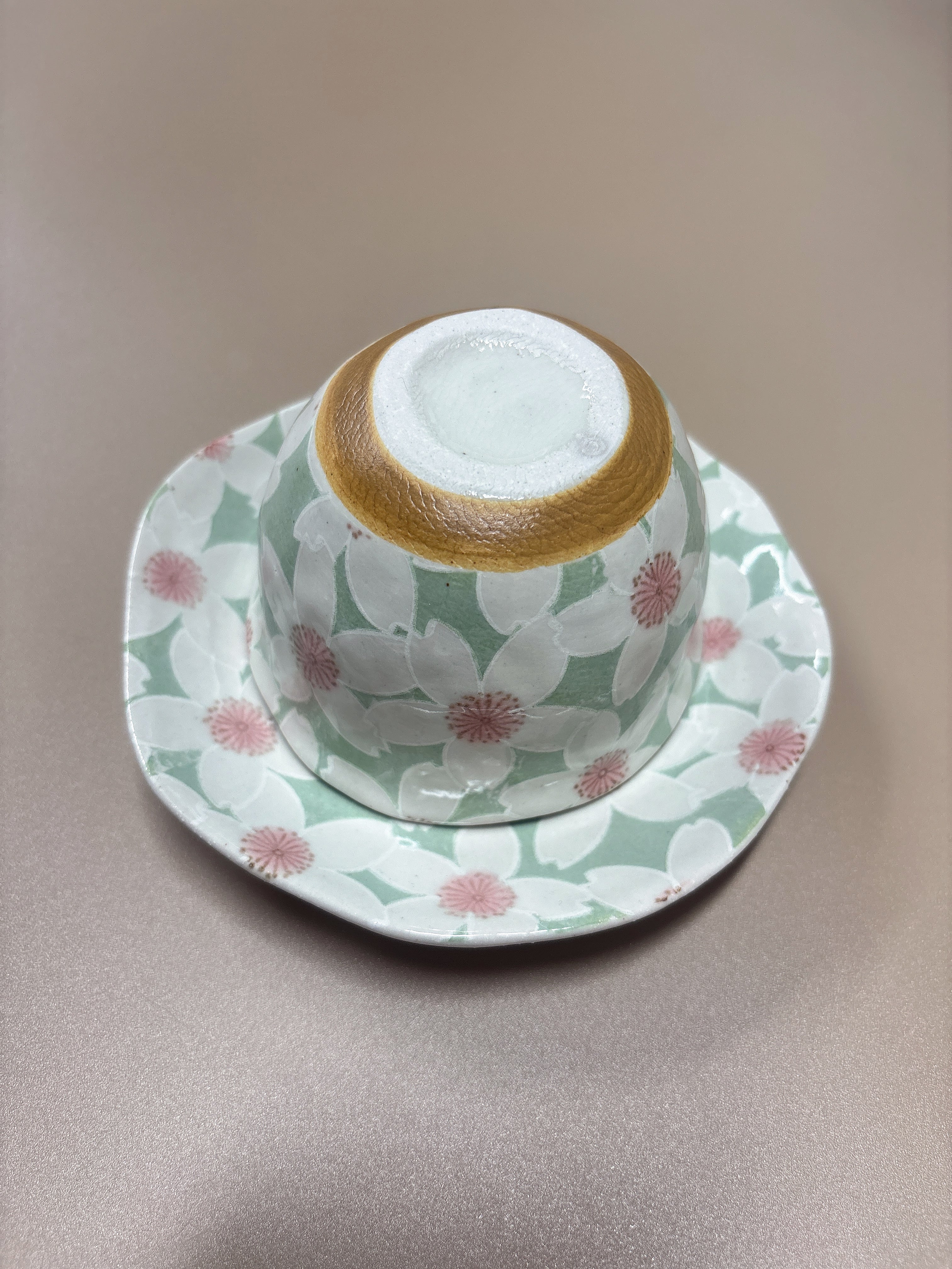 日本 濑户烧繁花手绘 手作釉下彩绘陶瓷花卉 茶杯碟子咖啡杯三件套50239