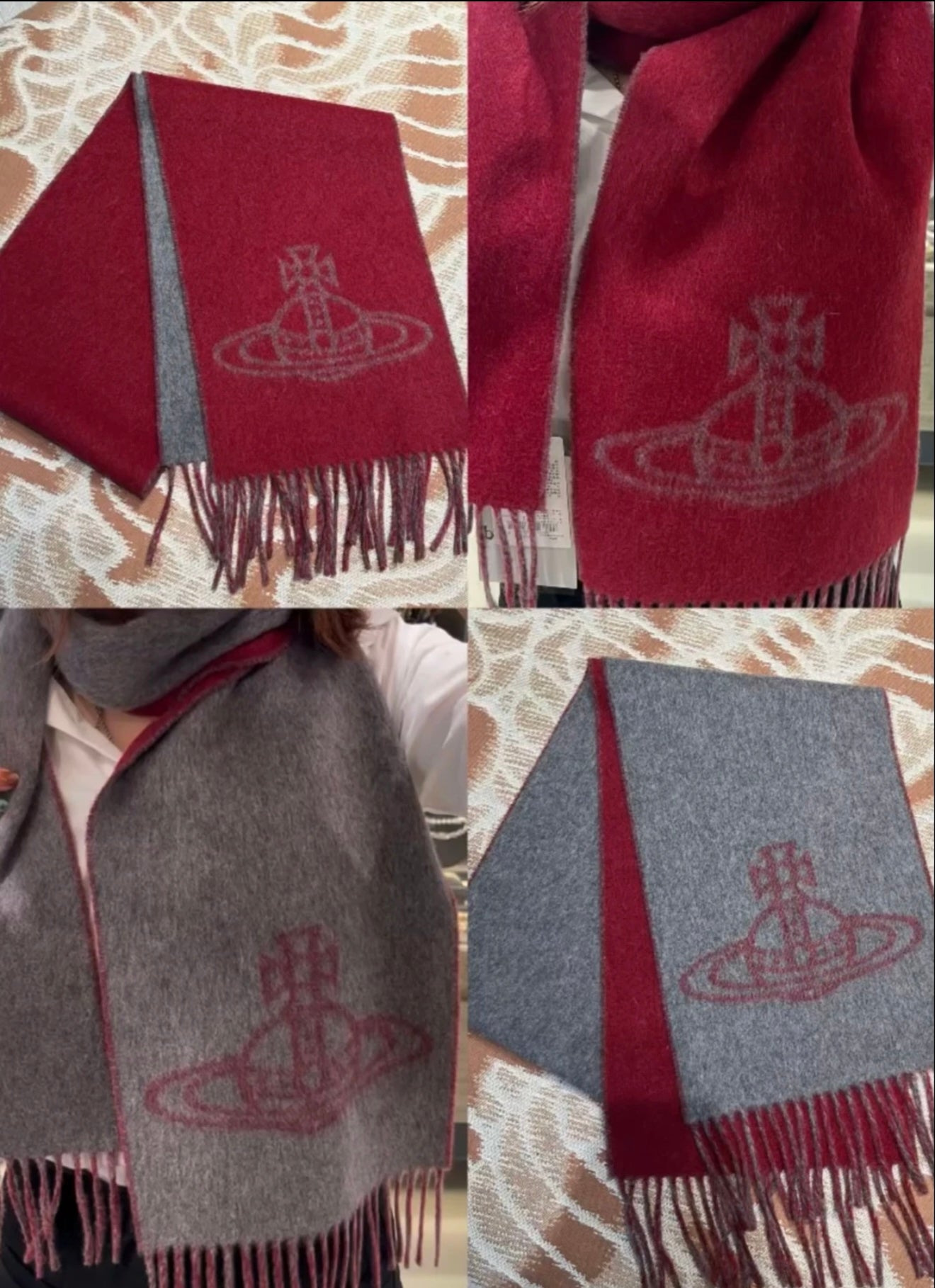 日本Vivienne Westwood西太后 双面羊绒围巾 165*25