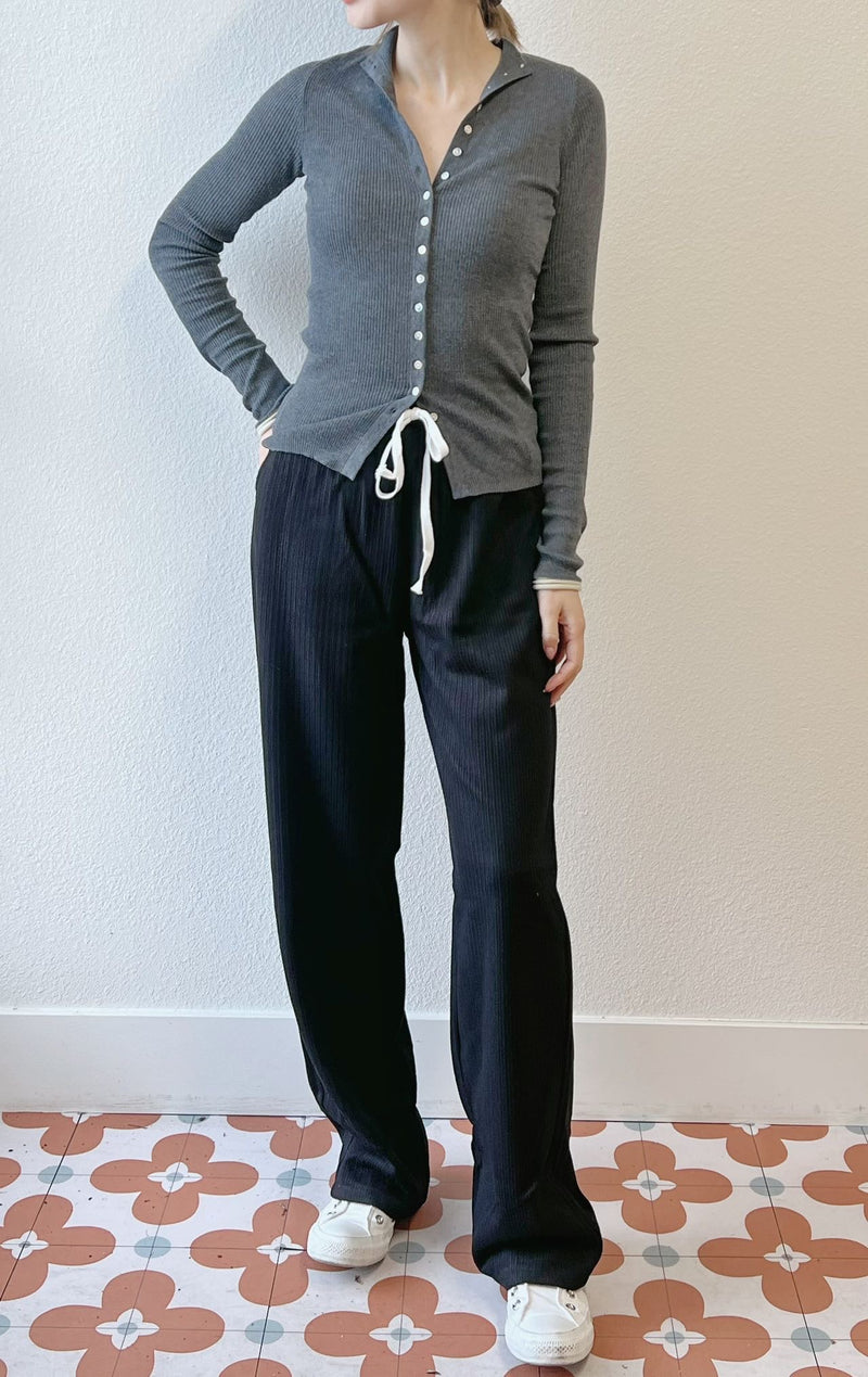 【Riko's collection】防羊毛高垂坠感直筒裤 黑/白/灰（多尺码可选）