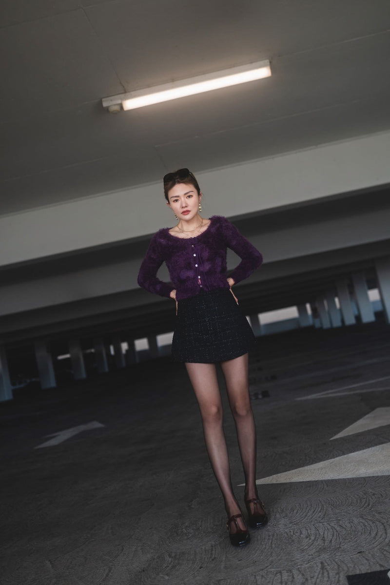 【Riko's collection】紫色短款针织衫（🍐166/100斤穿M）