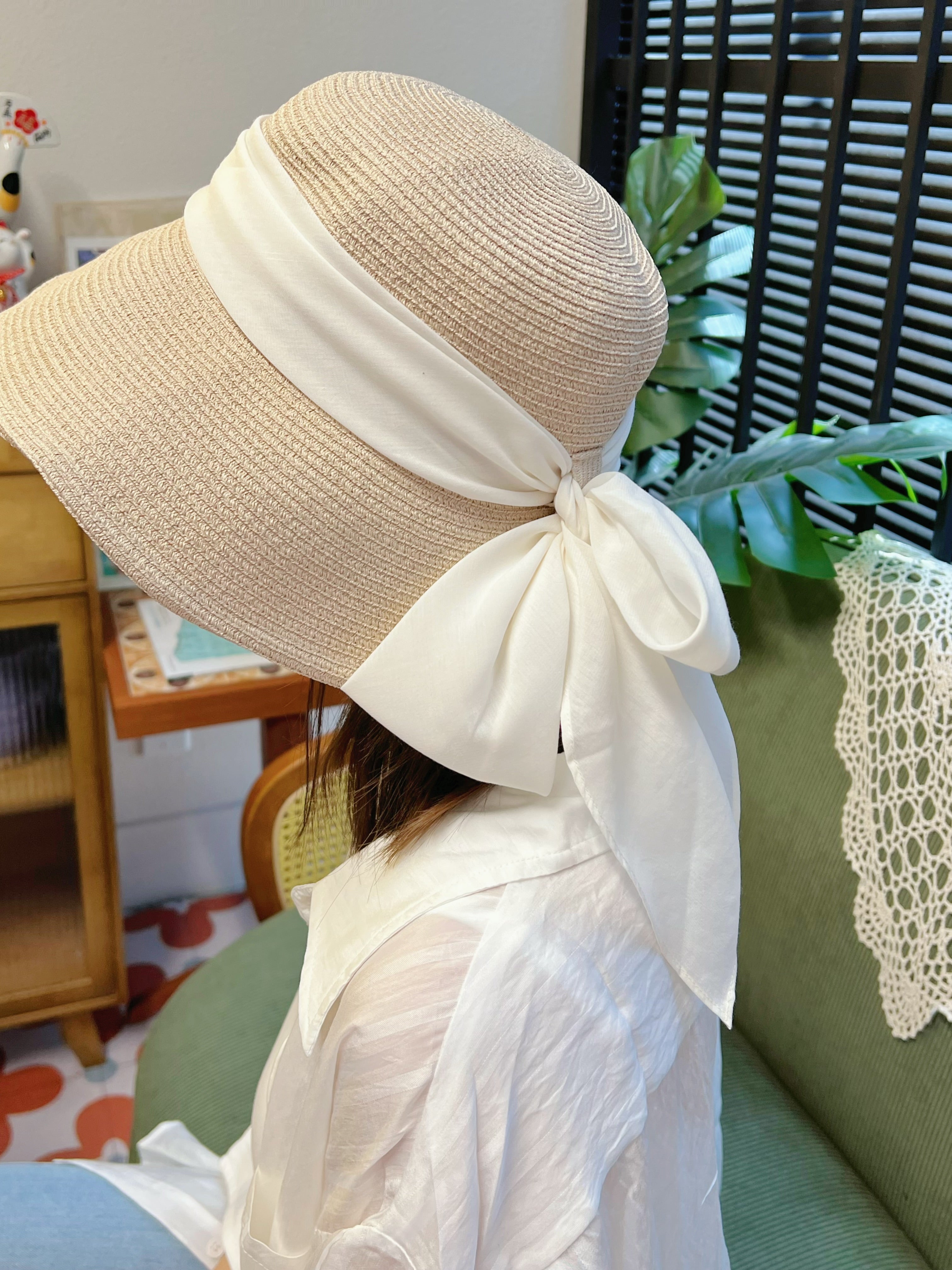 日本Override Chapeau d ‘   可折叠防晒帽 夏日草帽 圆顶渔夫帽  头围可调节  帽高12cm 帽檐11cm
