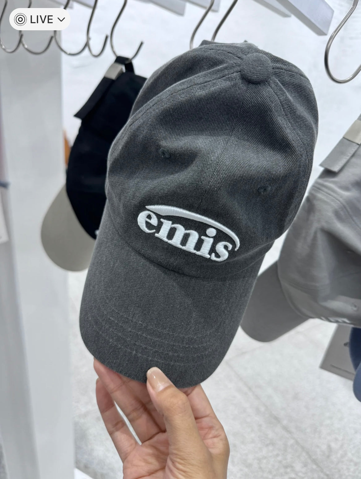 韩国 小众设计师emis字母刺绣 棒球帽 牛仔黑