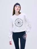 Mardi Mercredi Actif Cropped Sweatshirt Emblem Emboidered Ivory Navy One Size 韩国Actif系列 雏菊刺绣长袖短款卫衣 象牙藏蓝 均码