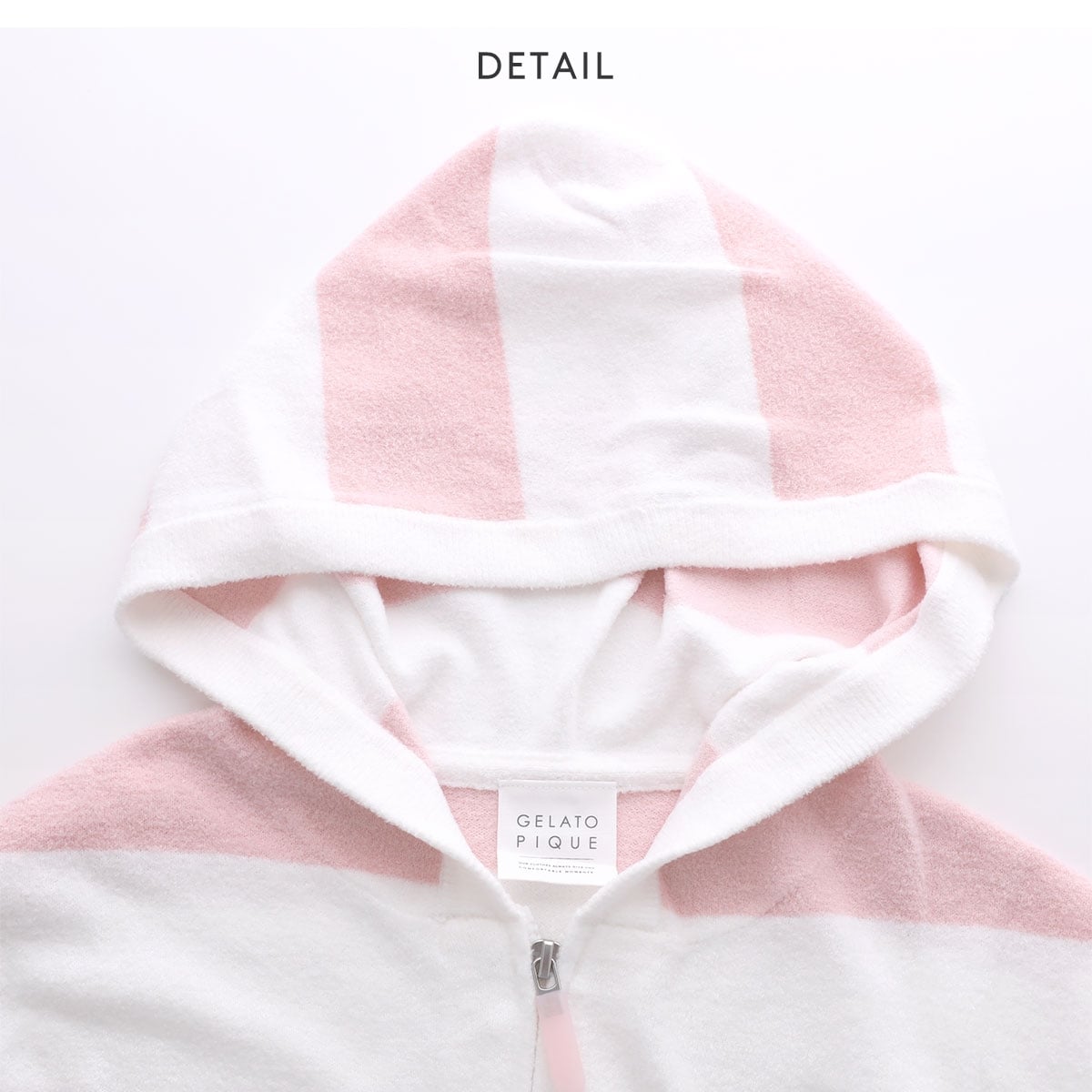 gelato pique Ice Cream Series Zip Hoodies 26冰淇淋系列 毛绒绒拉链连帽居家服 粉白条纹上衣  均码 超软糯质感
