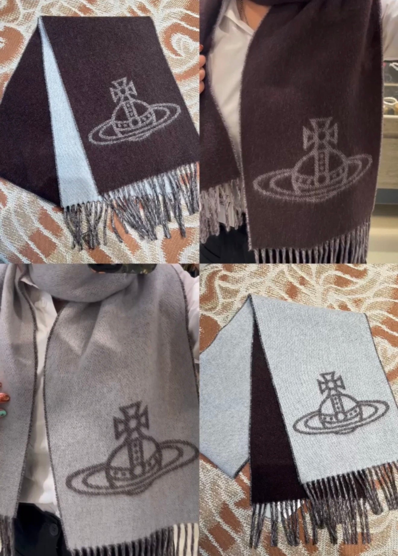 日本Vivienne Westwood西太后 双面羊绒围巾 165*25