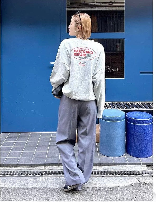 日本ungrid春季新品 背标松紧袖运动衫 时尚复古卫衣