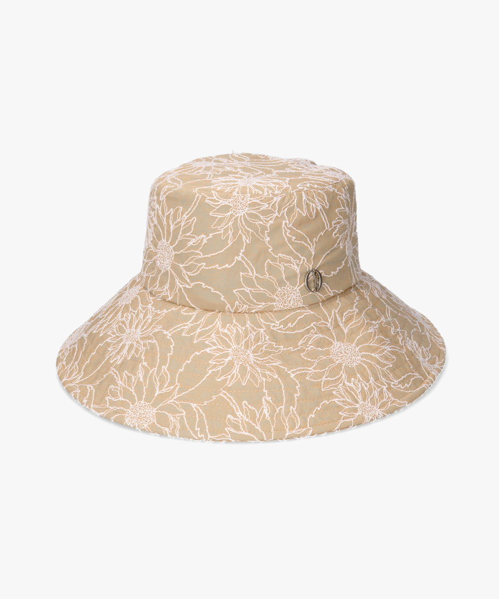 日本Override Chapeau d ‘O 可折叠防晒帽 压花飘带帽 夏日圆顶渔夫帽  头围可调节